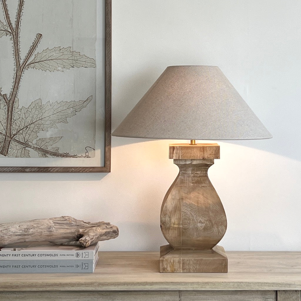 Aspen Medium Chunky Solid Wood Table Lamp 