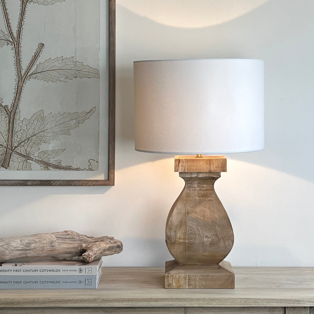 Aspen Medium Chunky Solid Wood Table Lamp 