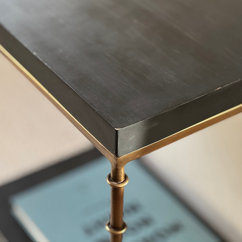 Dark Washed Mango Wood Brass Leg Side Table