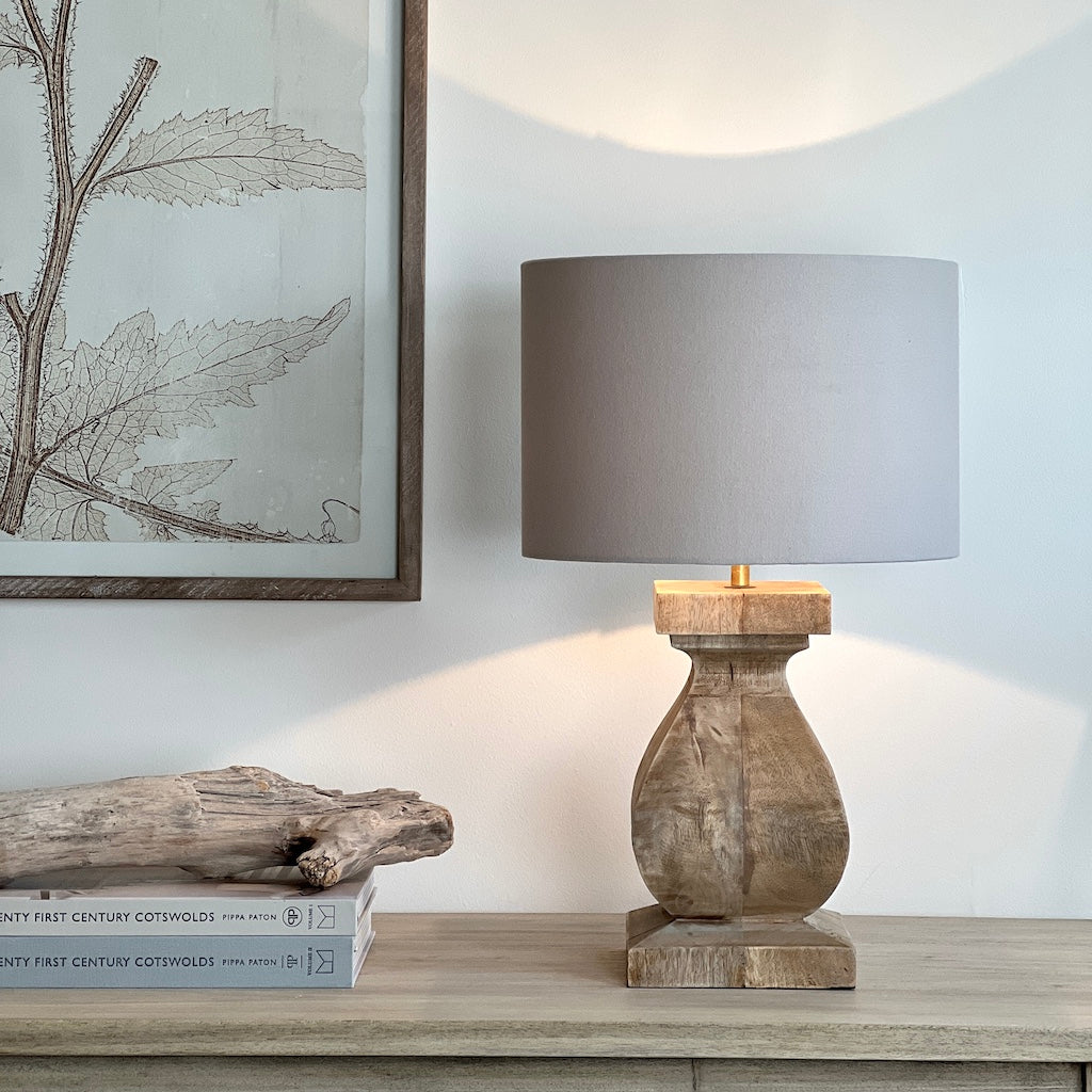 Aspen Small Chunky Solid Wood Table Lamp