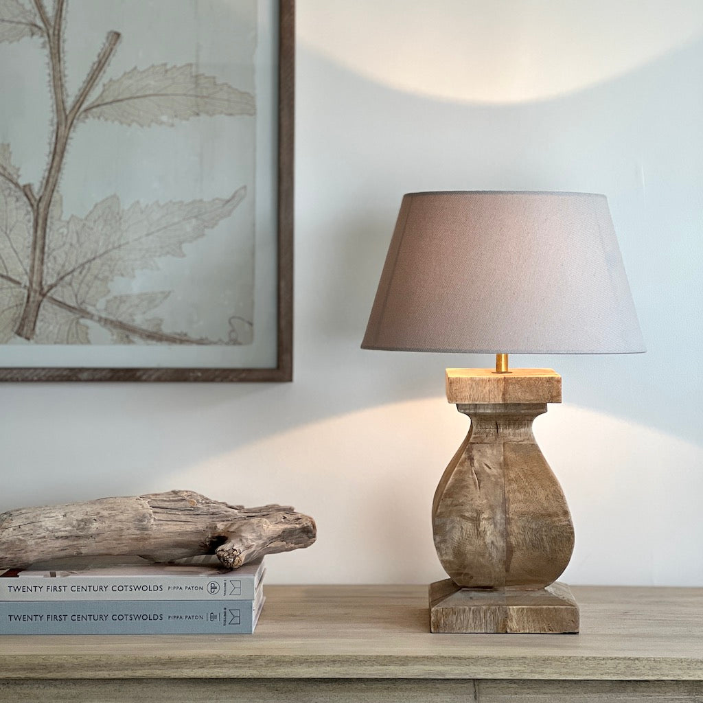 Aspen Small Chunky Solid Wood Table Lamp