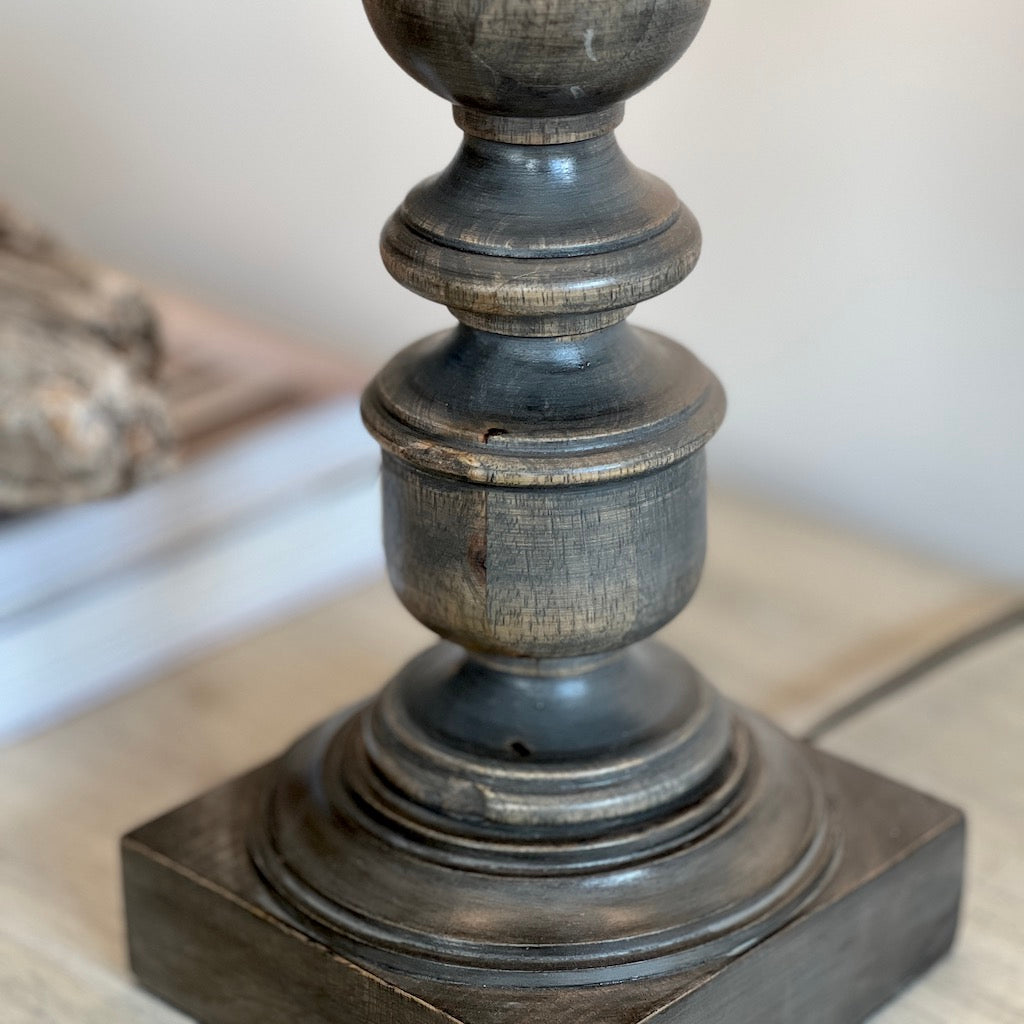 Grey Washed Turned Mango Wood Table Lamp