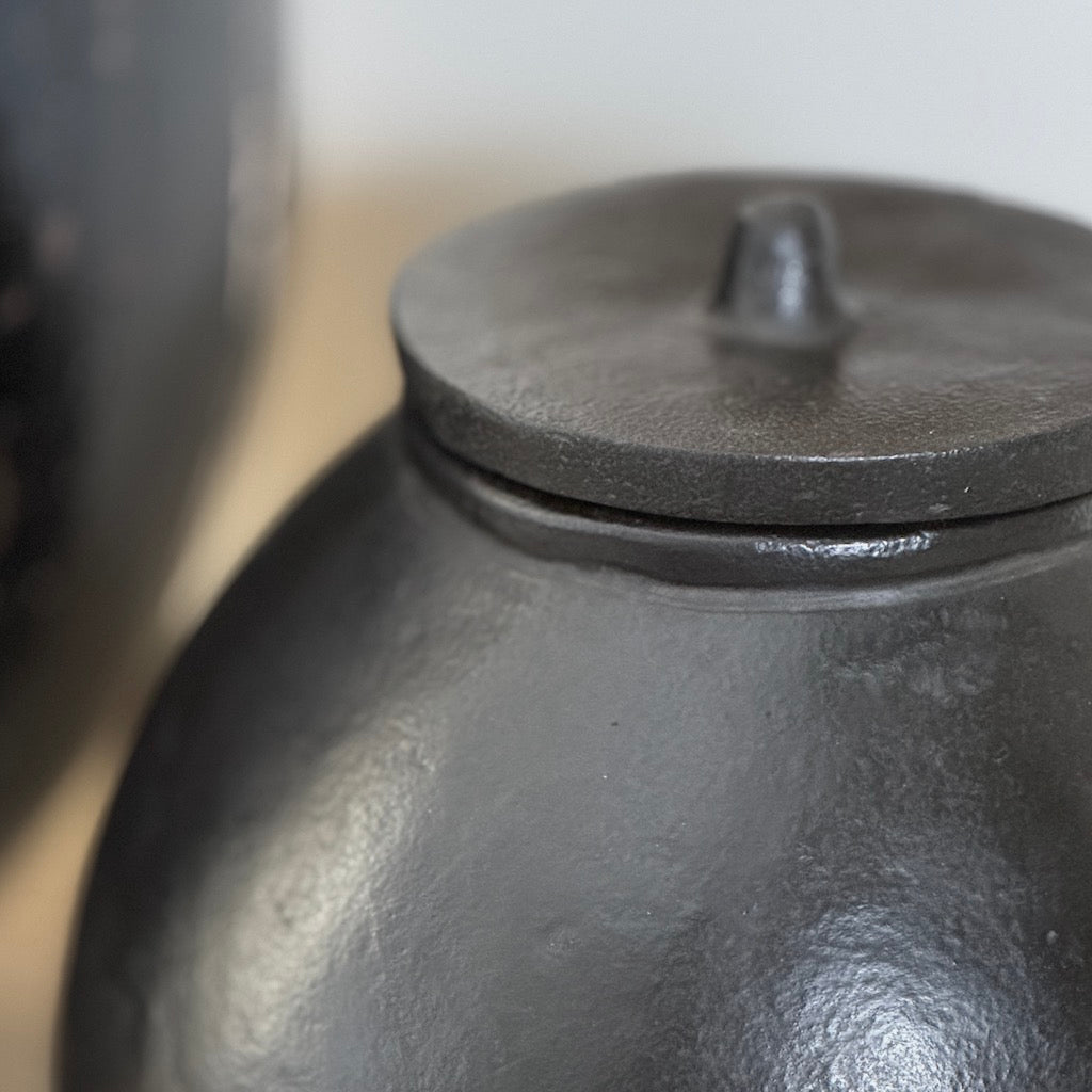 Satin Black Lidded Urn