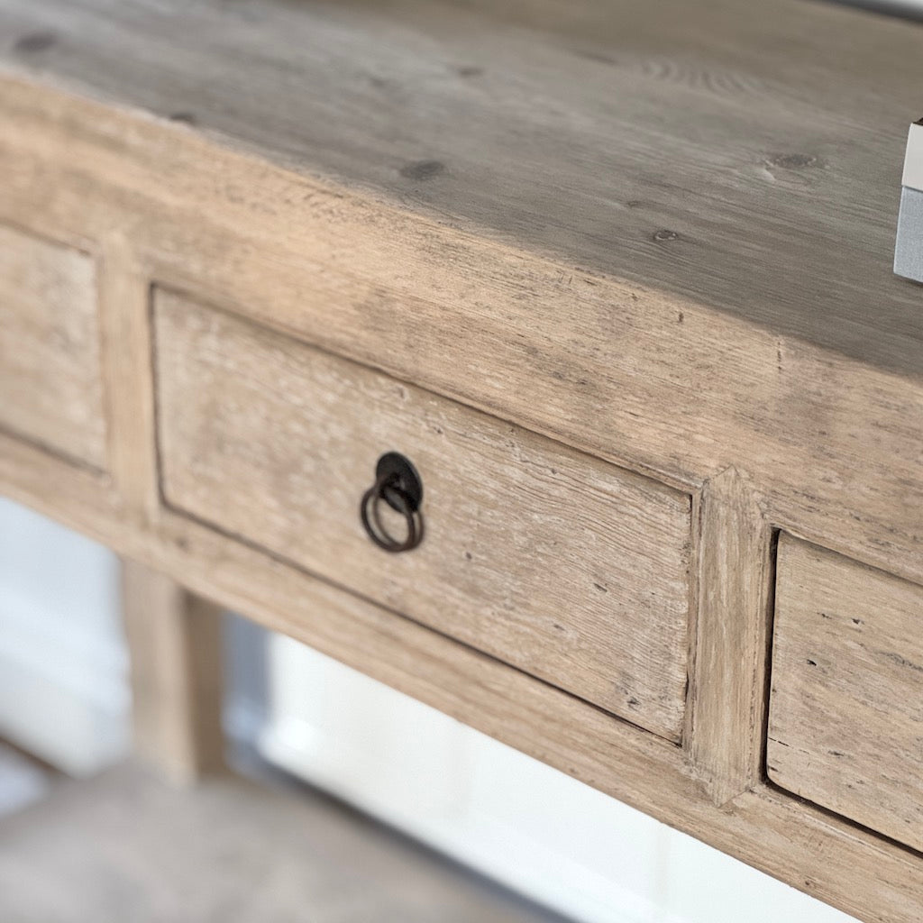 Three Drawer Console And Potboard Shelf