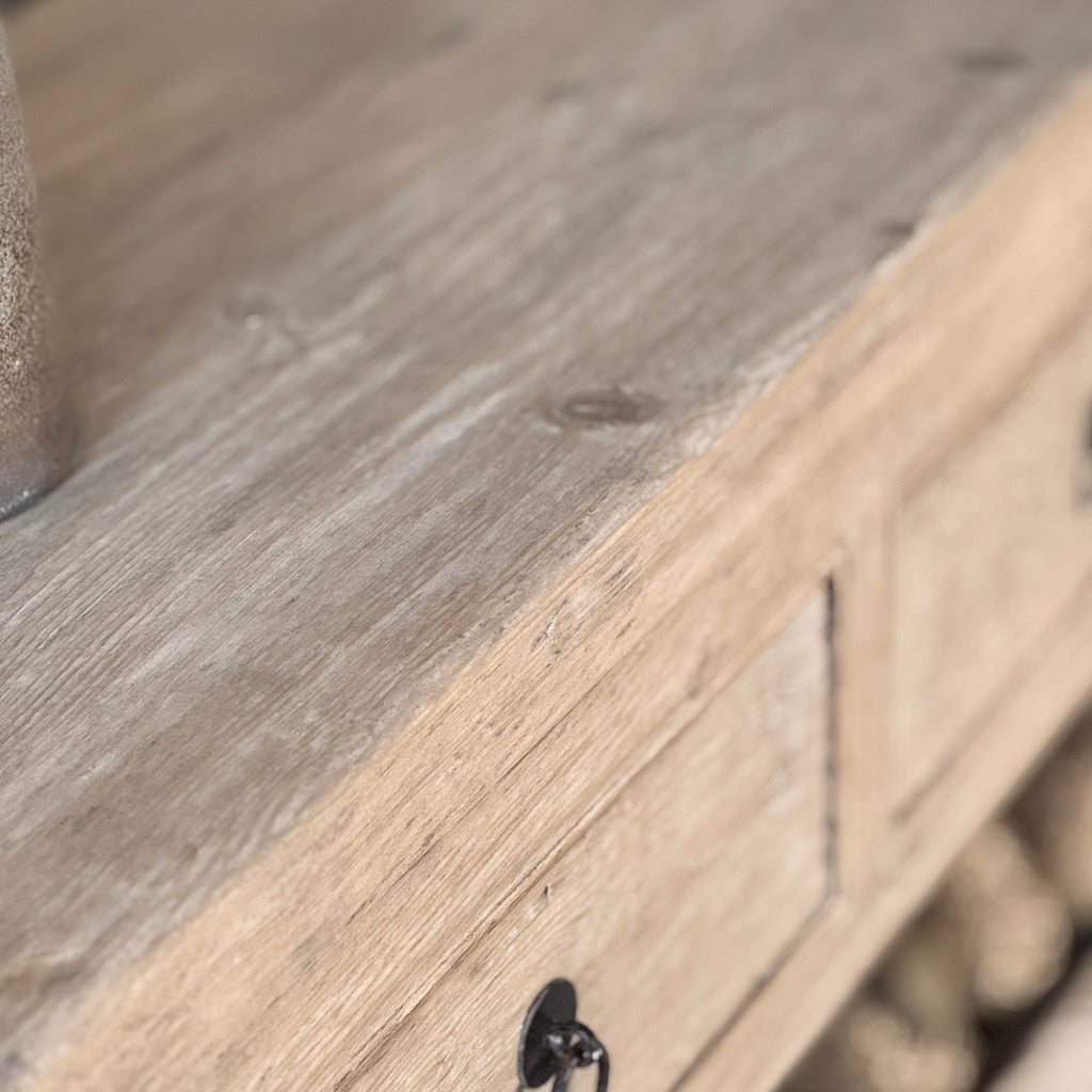 Three Drawer Console And Potboard Shelf