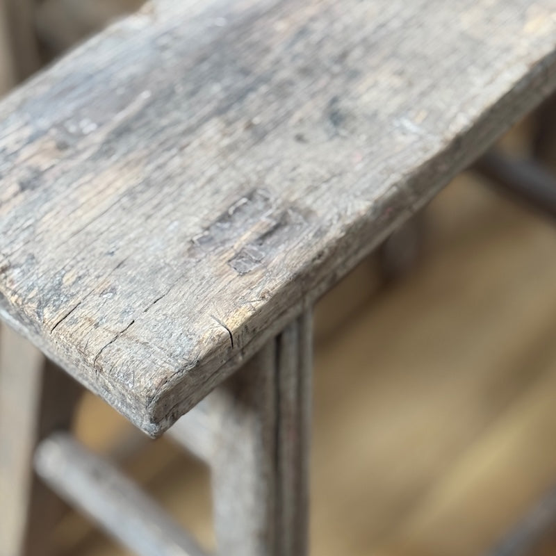 Vintage Reclaimed Wood Stool Side Table