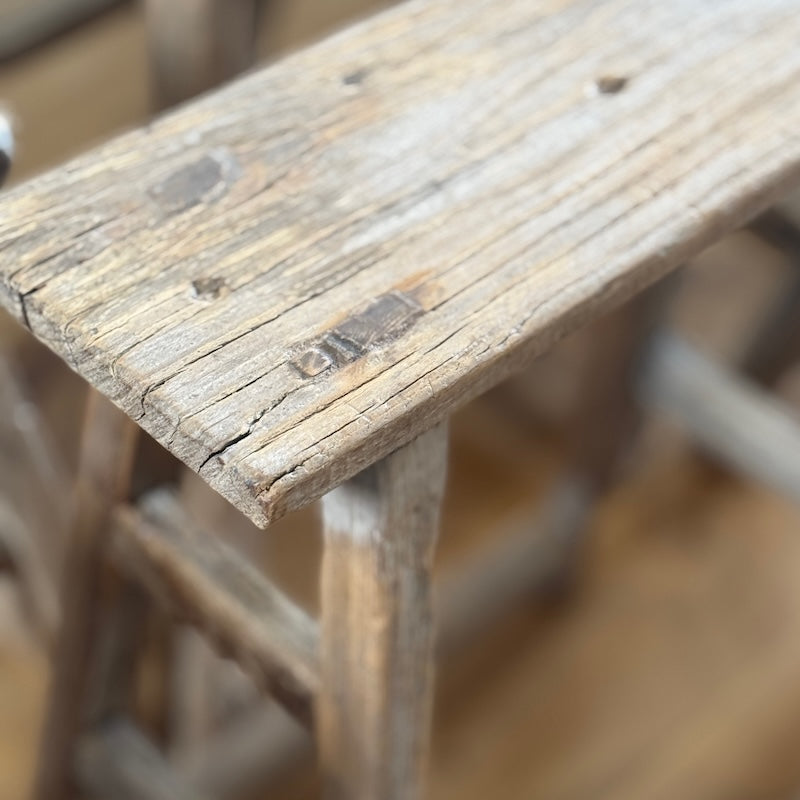 Vintage Reclaimed Wood Stool Side Table