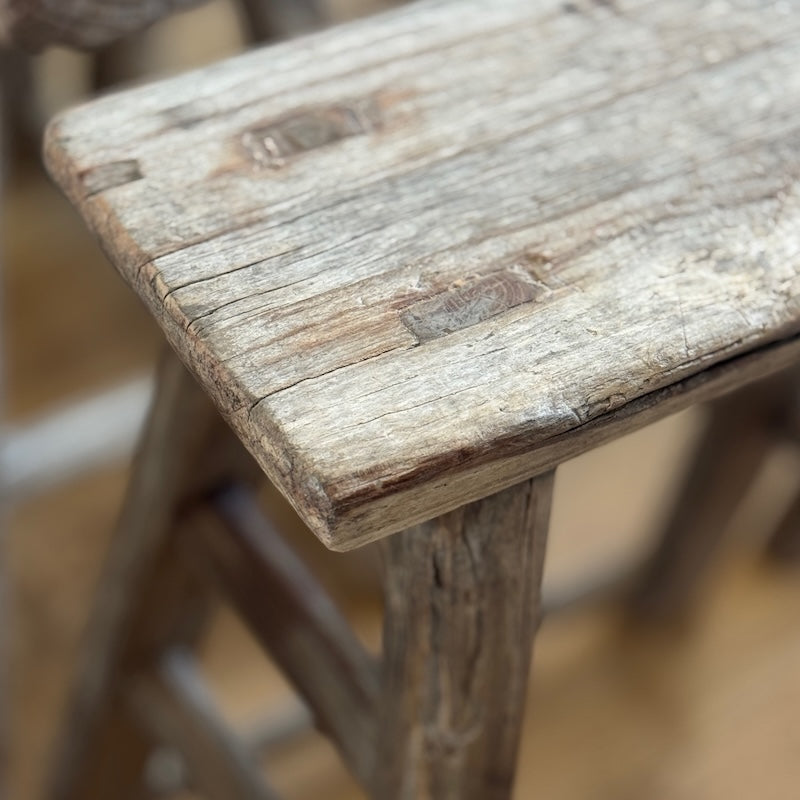 Vintage Reclaimed Wood Stool Side Table