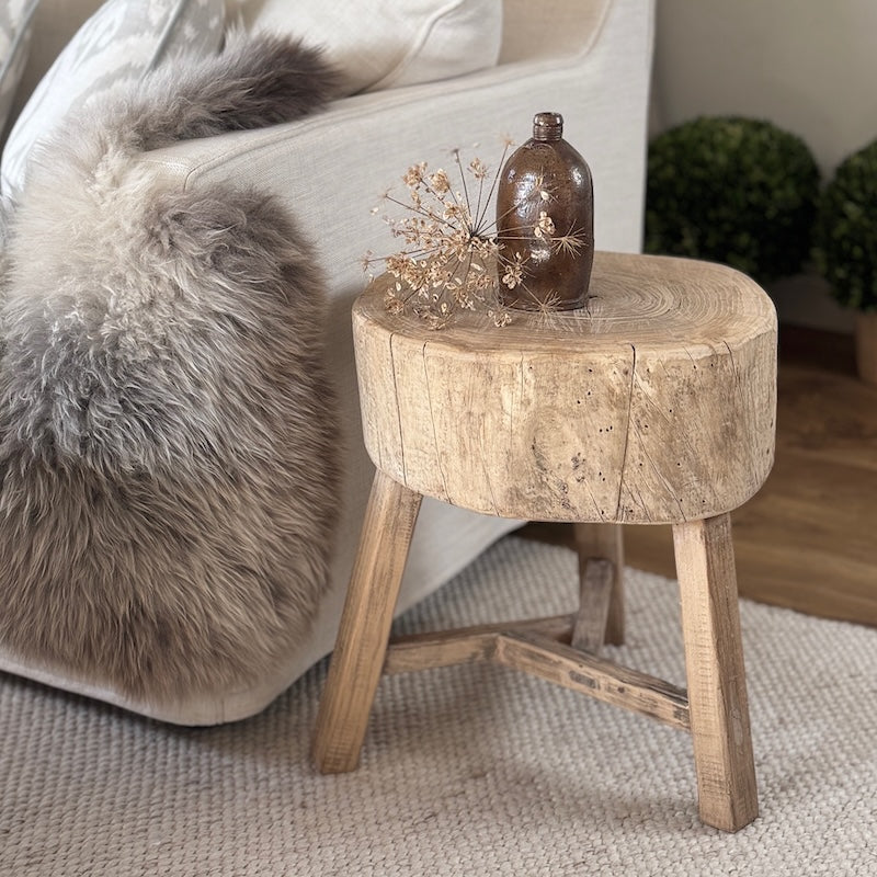 Vintage Reclaimed Tree Trunk Stool