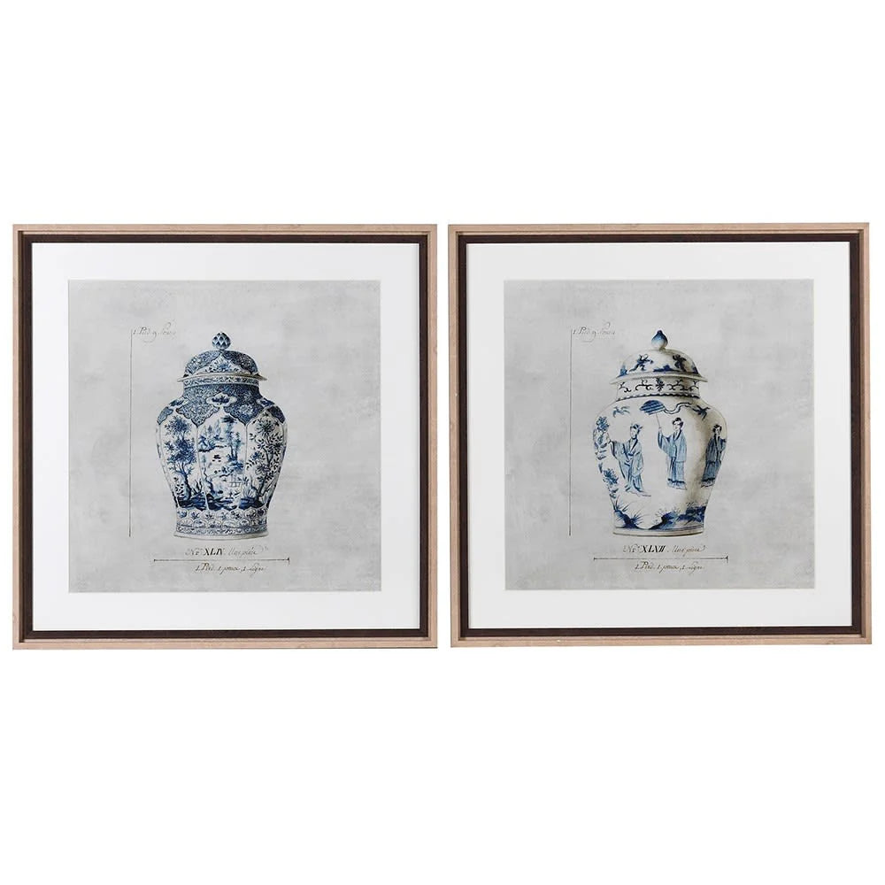 Chinoiserie Urn Framed Prints Set 2